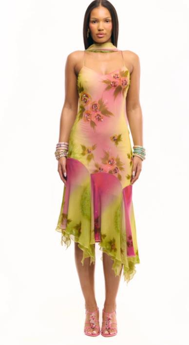 Women Ruffled Suspender Elegant Embroidered Flower Summer Dress 9