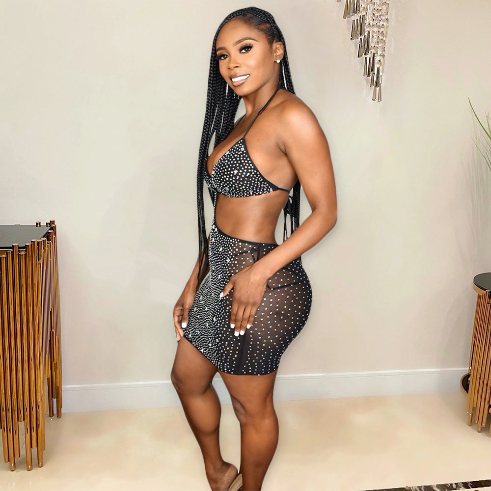 Sexy cutout Low Back diamond blingbling dress women's nightclub 5