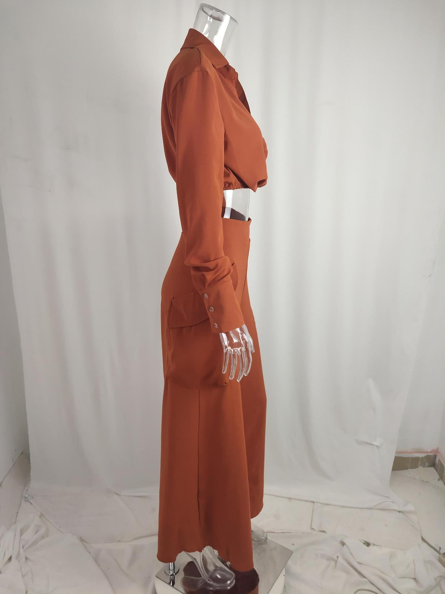 Fall Winter Women's Solid Chic Career Loose Pocket Fashion Casual Suit 24