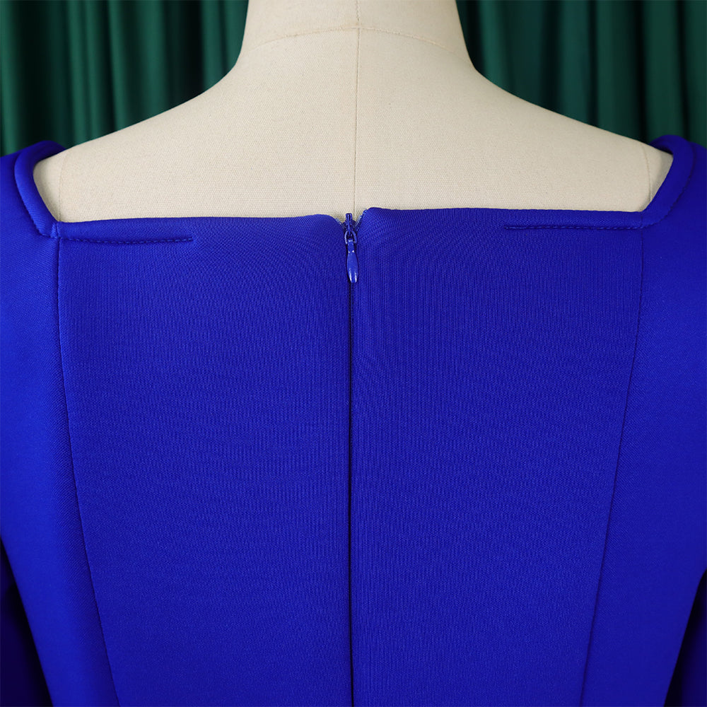 Winter Chic Elegant Fur Decorated Long Sleeve A-Line African Party Dress 27