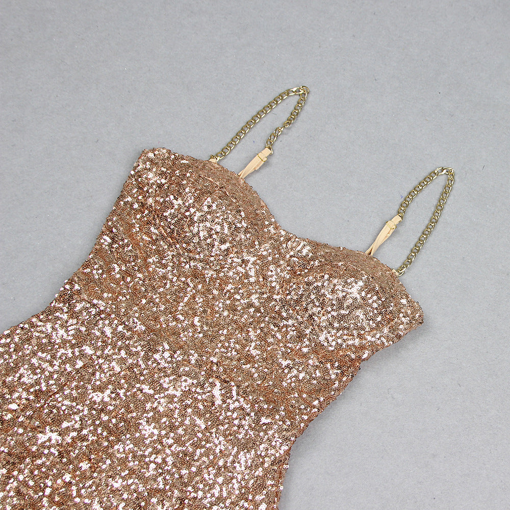 Women Sequin Strapless Off-shoulder Strapless Bodycon Dress 11