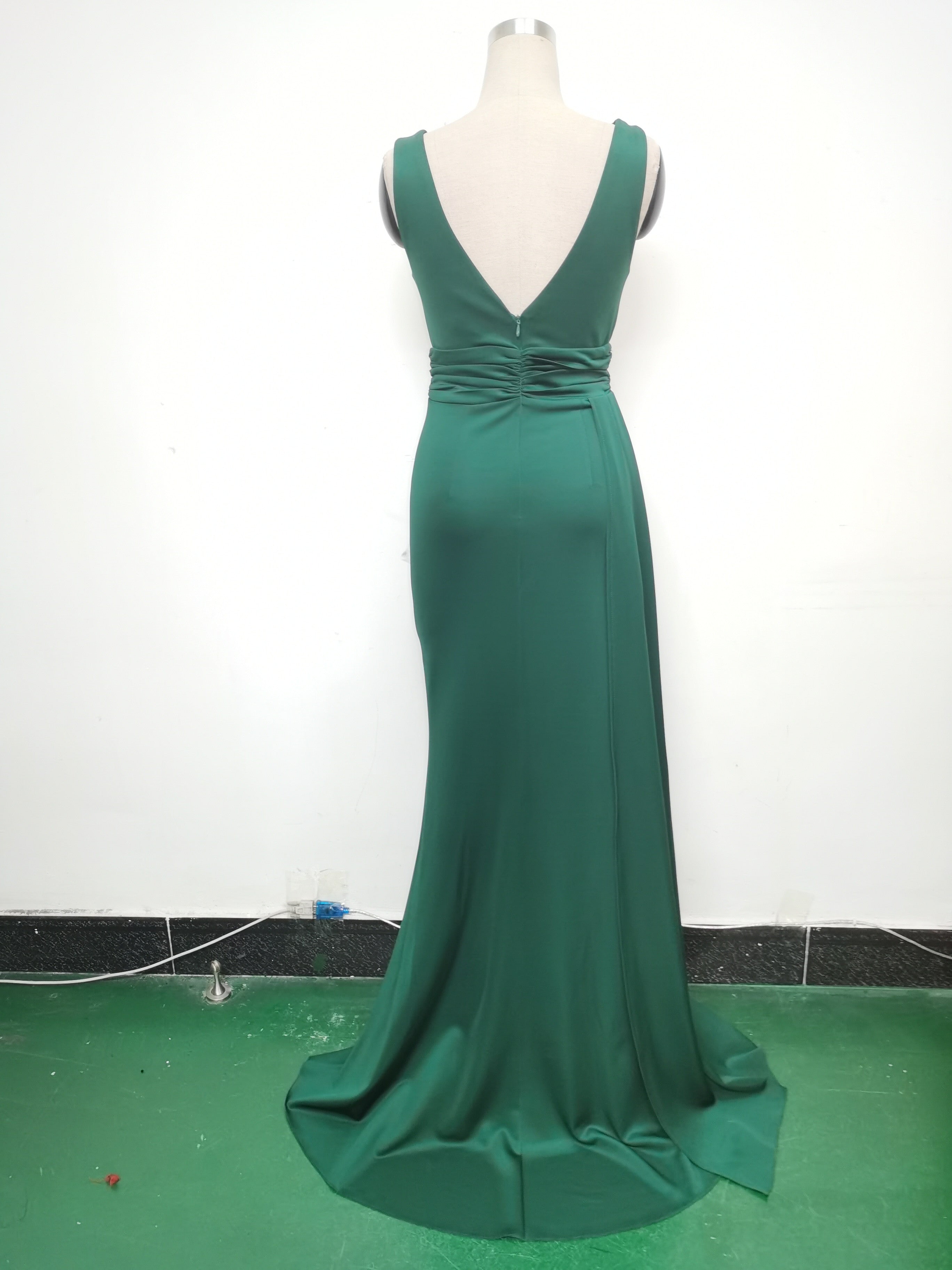 Women Pleated Satin Evening Dress 19