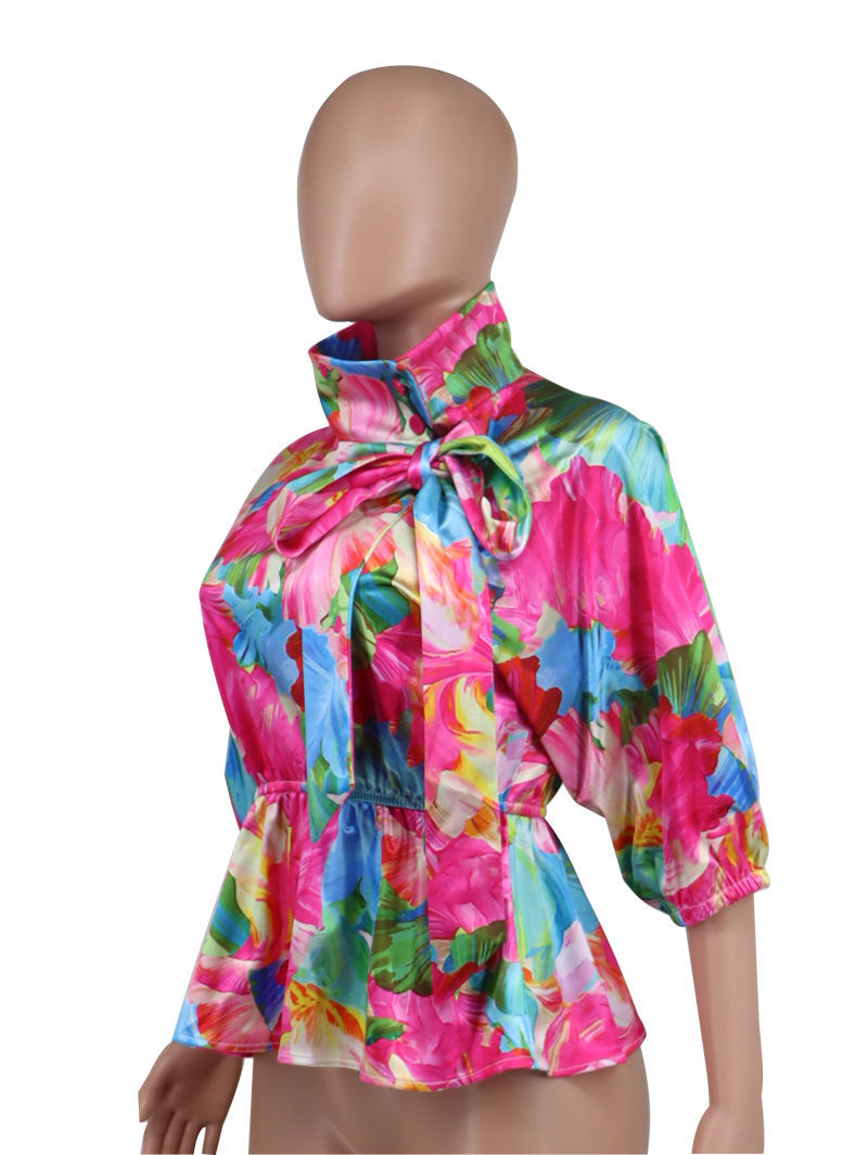 Spring Summer Women's Round Neck Fashion Casual Shirt 13