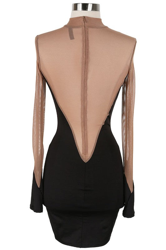 sexy contrast color long sleeve slim bodycon dress 7