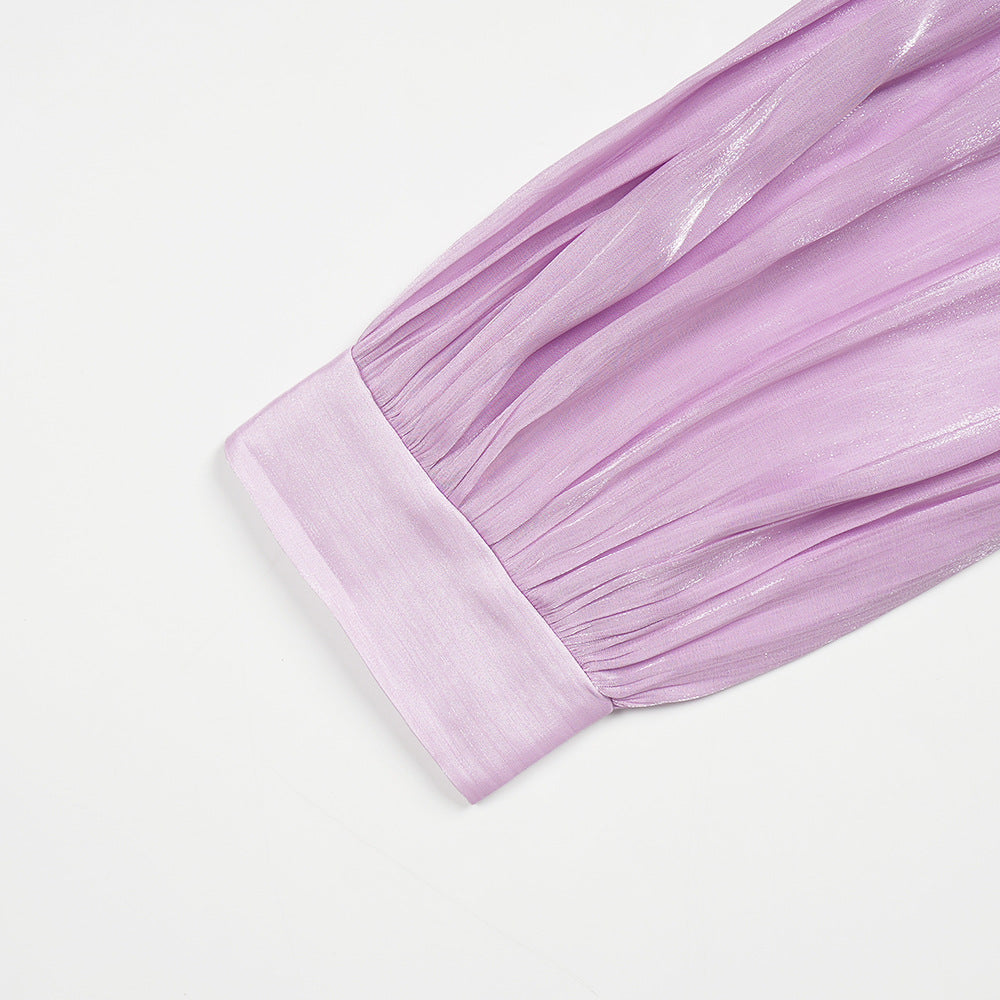 Plus Size African Women Floral Pleated Long-Sleeve Dress 23