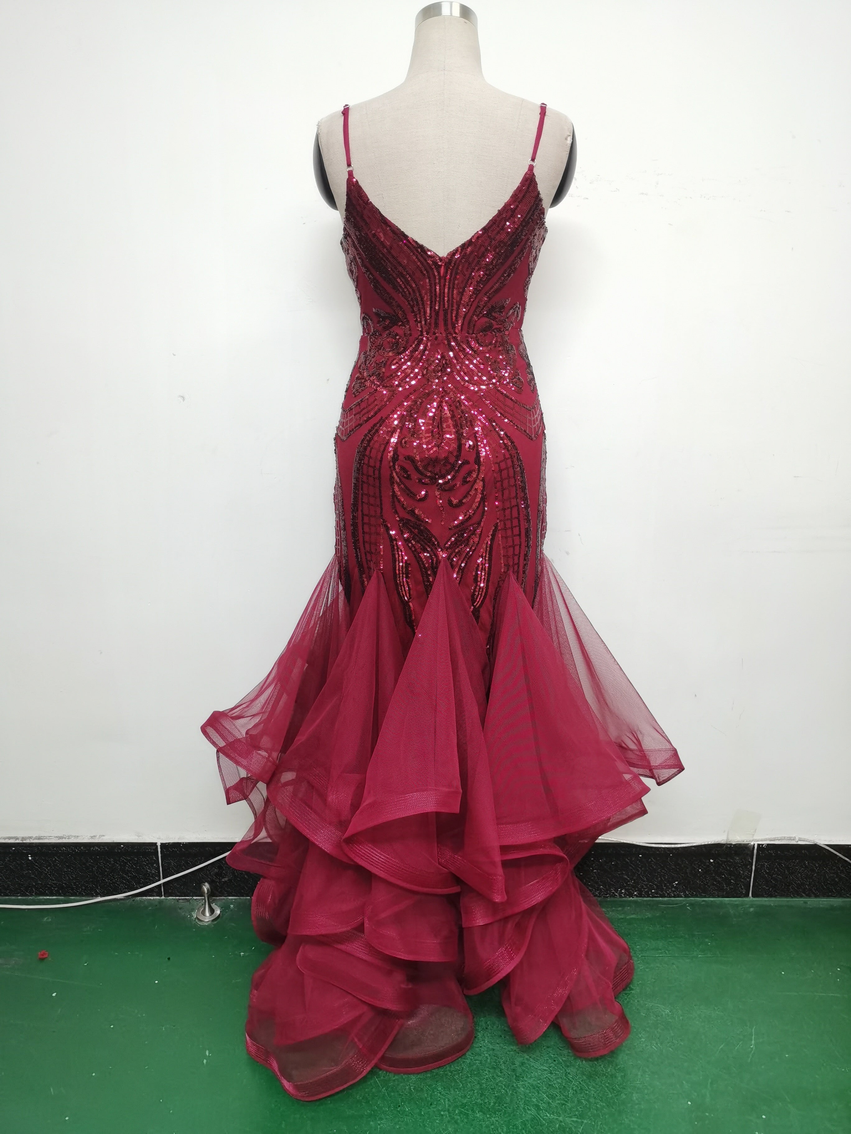 Women Sequin Patchwork Mesh Evening Dress 25