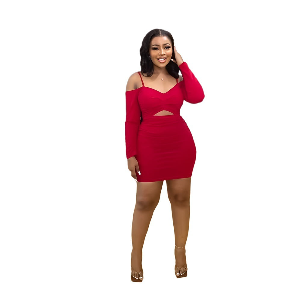 Women Sexy Strapless Strap Bodycon Dress