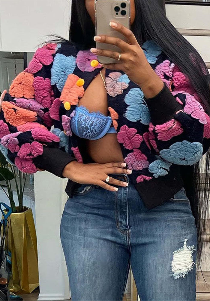 Women's Fashion Casual Jacquard Fleece Coat