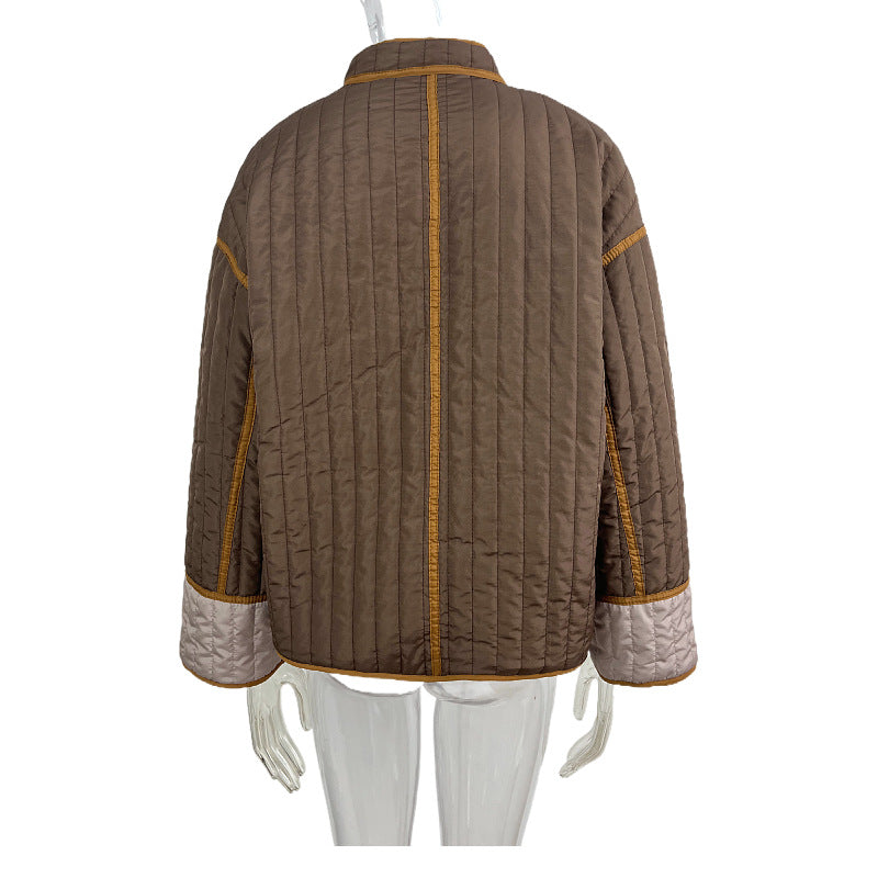 Women Fashion Contrast Color Long Sleeve Jacket 19