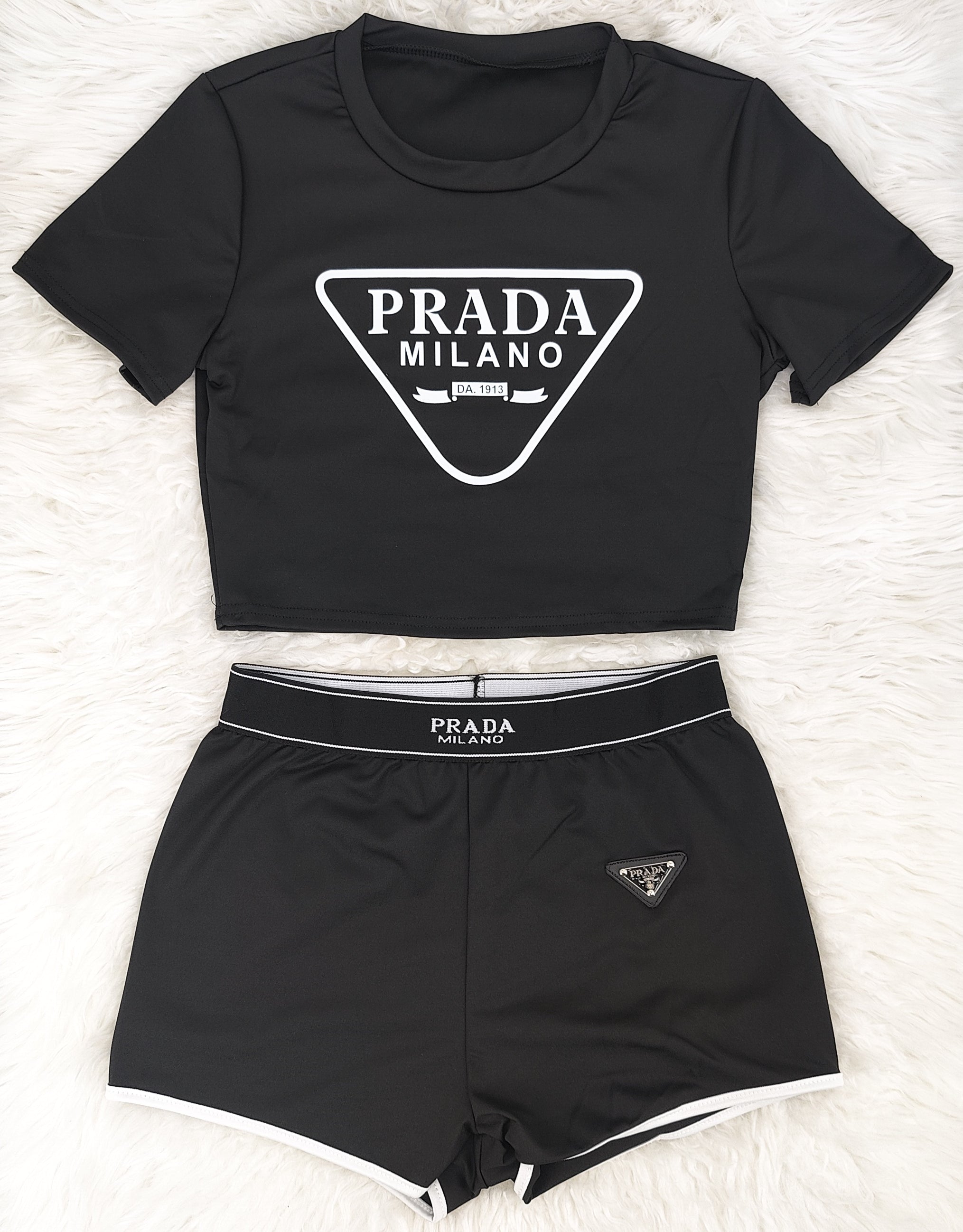 fashion Letter Printed short-sleeved T-shirt and shorts two pieces Set 17