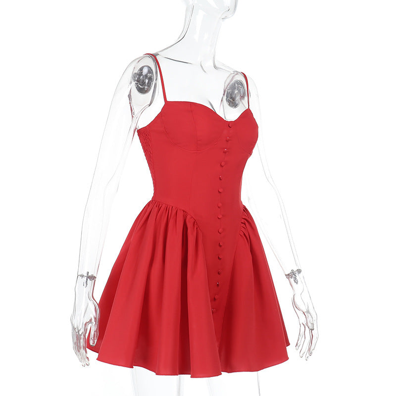 Women Spring Sexy Button Suspender Tutu Skirt 6