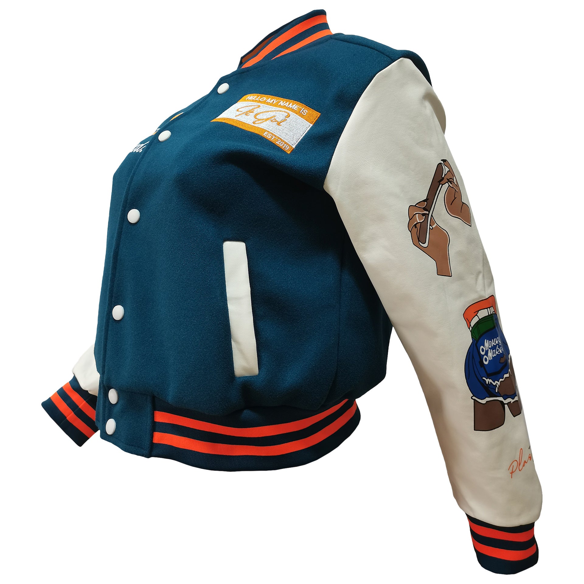 Women Fashion Velvet Print Embroidered Baseball Jacket 12