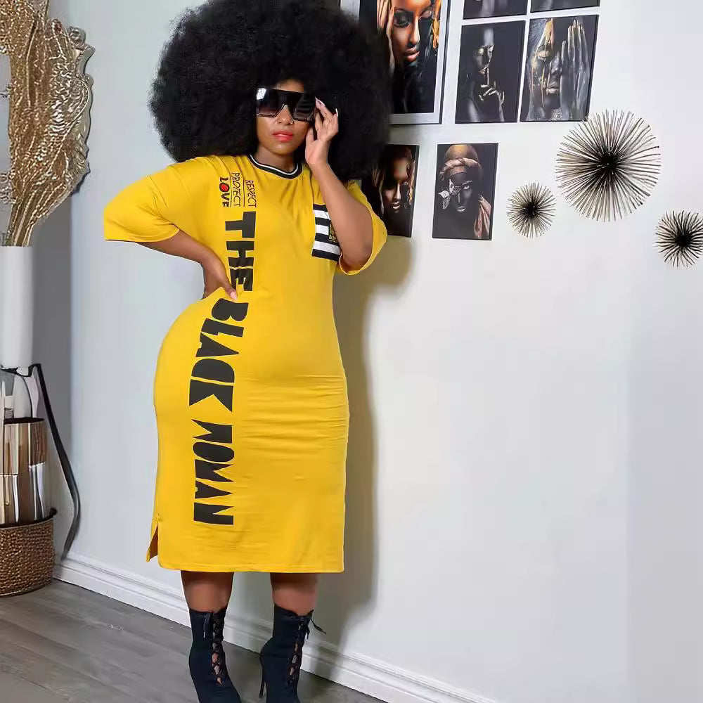 Women's Spring Summer Fashion Short Sleeve Print Dress 4