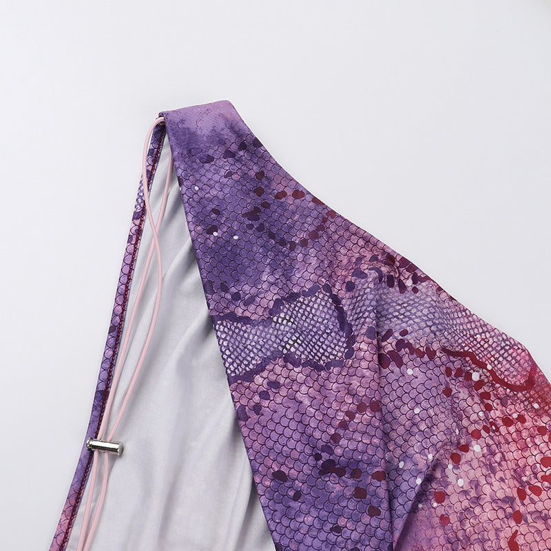 Women's Sexy One Shoulder Crop Two Piece Skirt Set 11