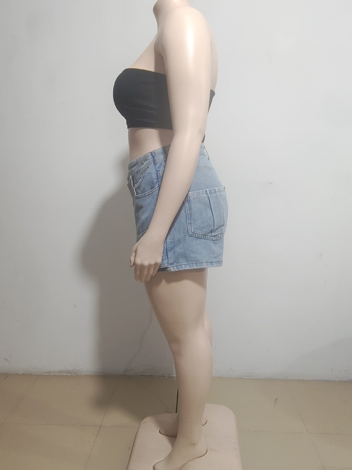 Plus Size Women Irregular Denim Pants 10