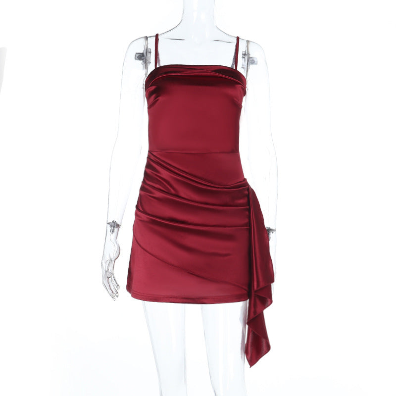 Solid Color Strap Mini Party Dress Cocktail Dress 10