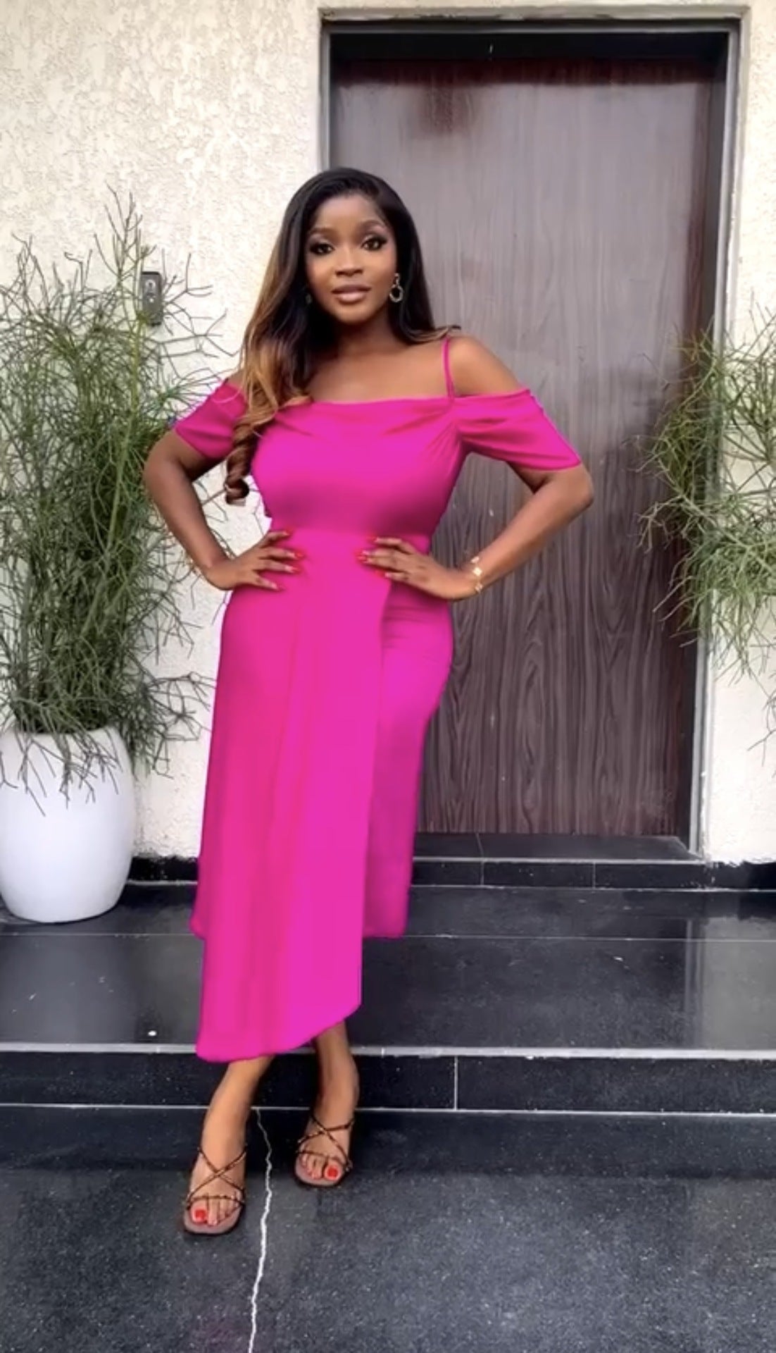 Women Suspender Off Shoulder Sexy Solid Irregular Dress 8