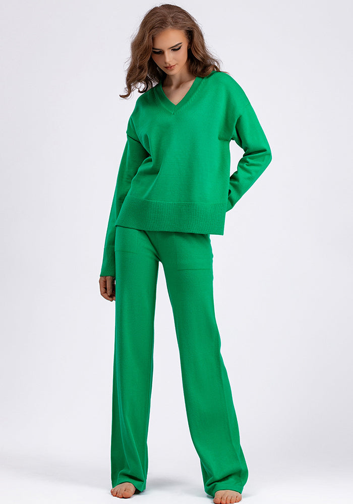 Women Autumn and Winter Loose Casual Sweater and Pant Two-piece Set