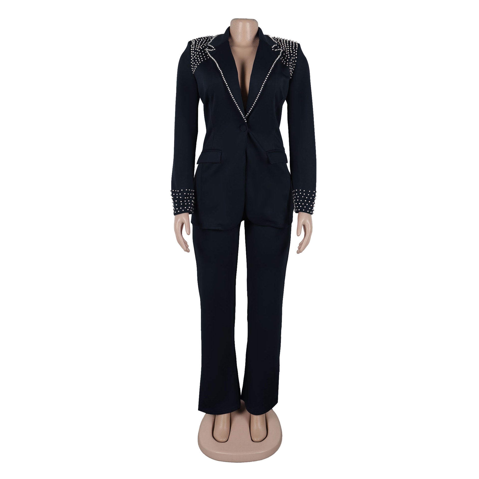 Pearl Long Sleeve Slim Blazer Pants Two-Piece Suit 12