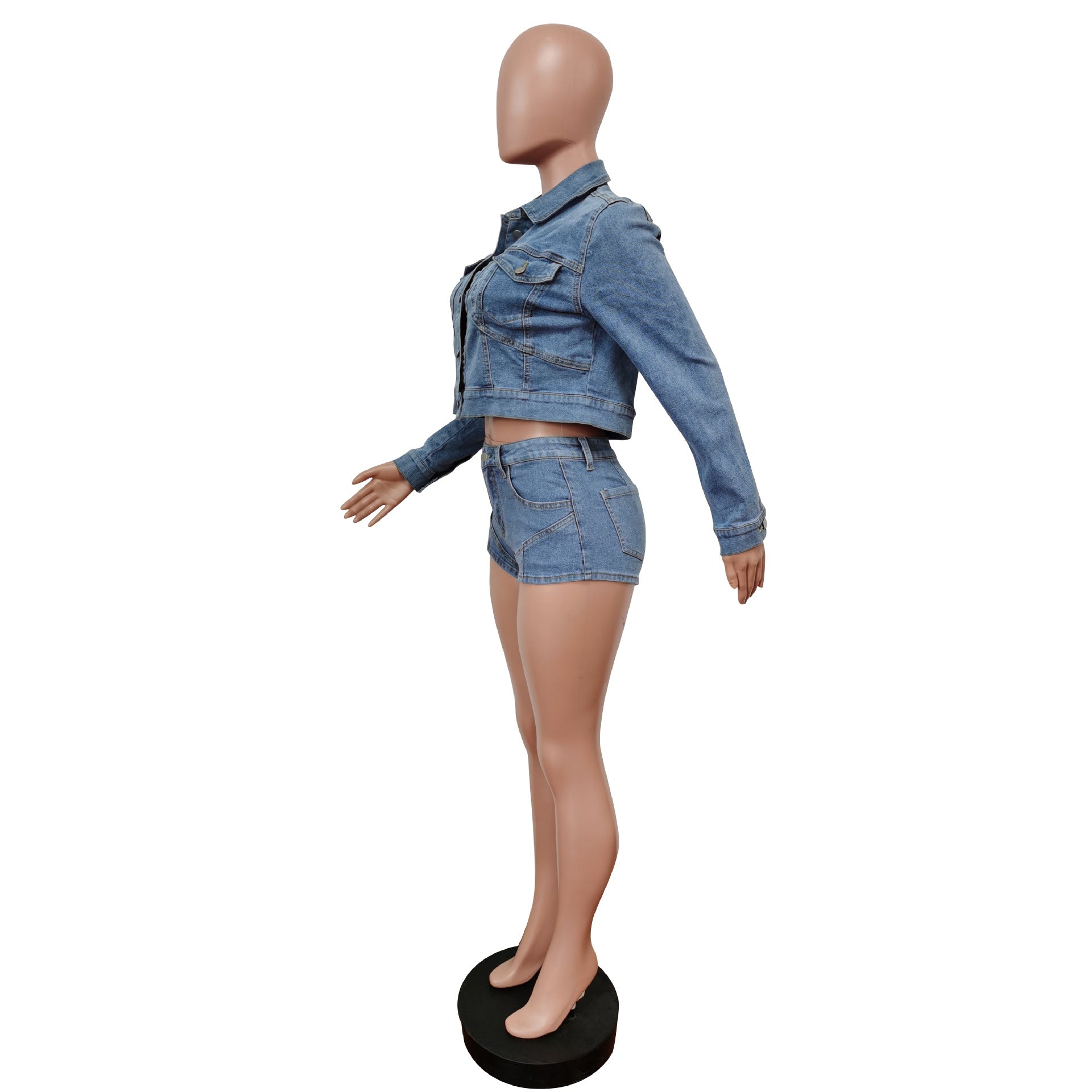 Denim Casual Set Stretch Shorts Denim Clothes Set 7