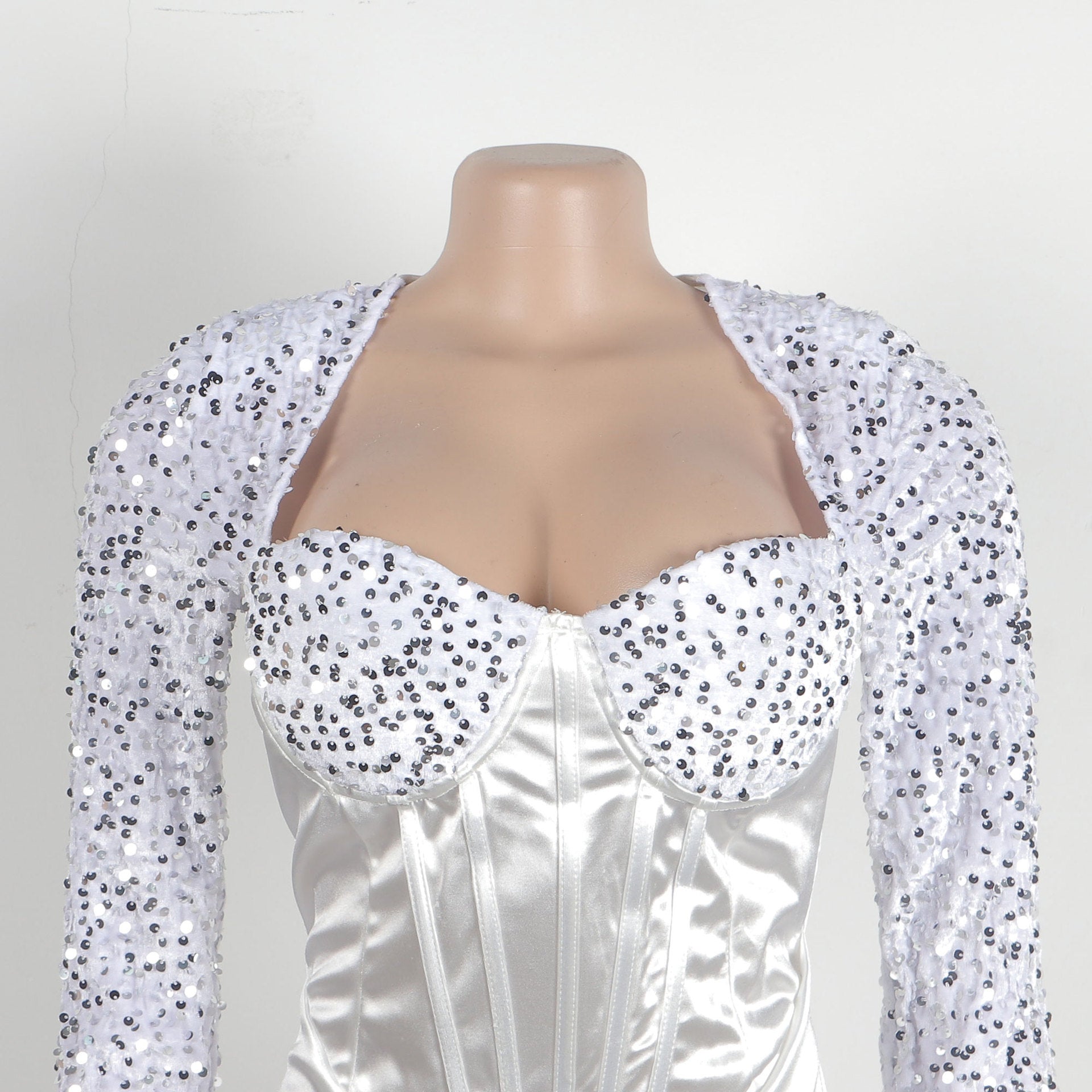 Sexy Square Collar Tight Fitting Stretch Sequin Slit Bodycon Dress 27