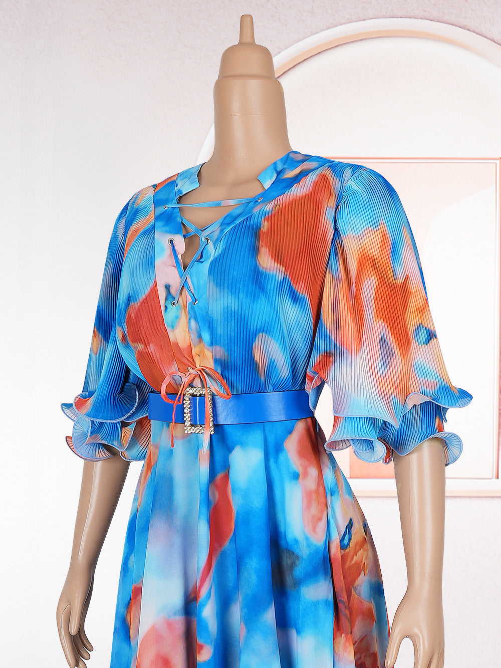 Plus Size African Women V-neck Print Dress 8