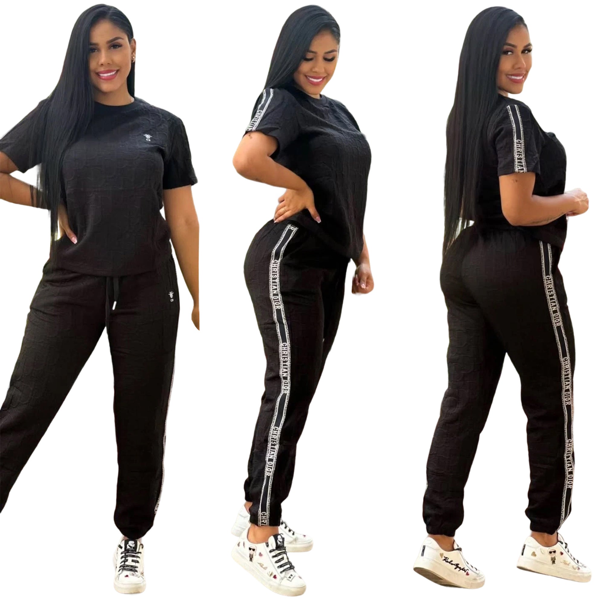 Women Casual Short-Sleeved Top and Pants Two-Piece Set