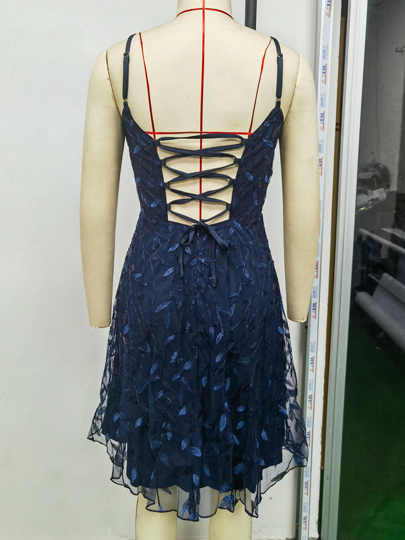 Sexy Low Back Lace Sequin Dress Short Skirt Women's Small Dress 9