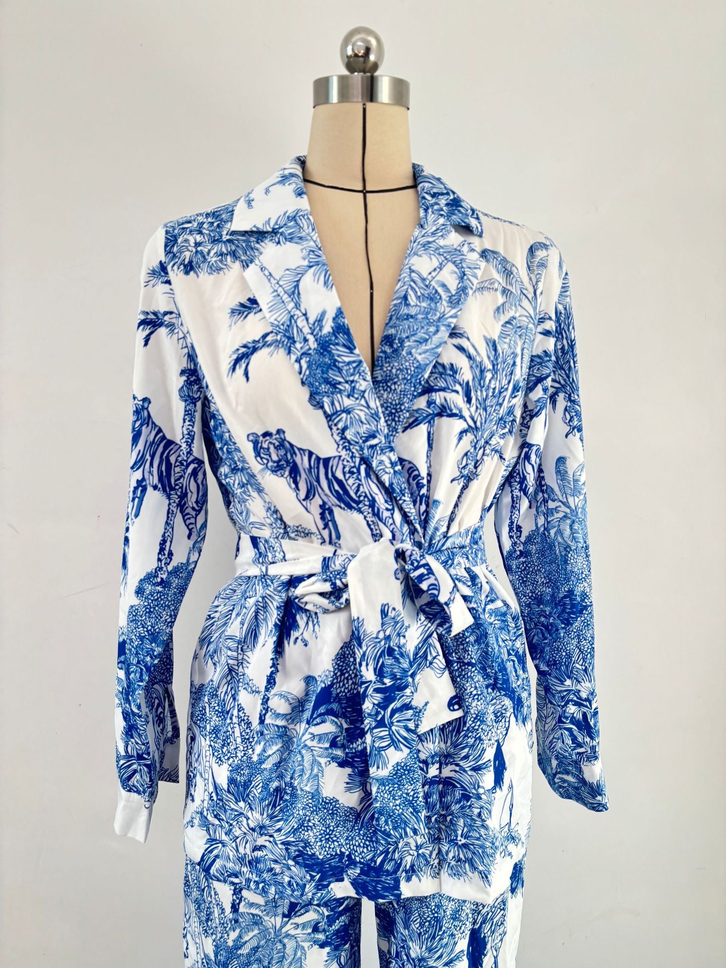 Women printed long-sleeved tie Top and Pant Casual two-piece set 11