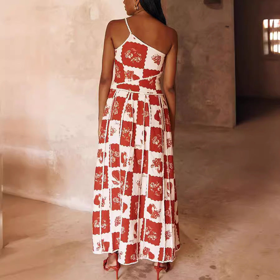 Fashion strap Print A-line dress