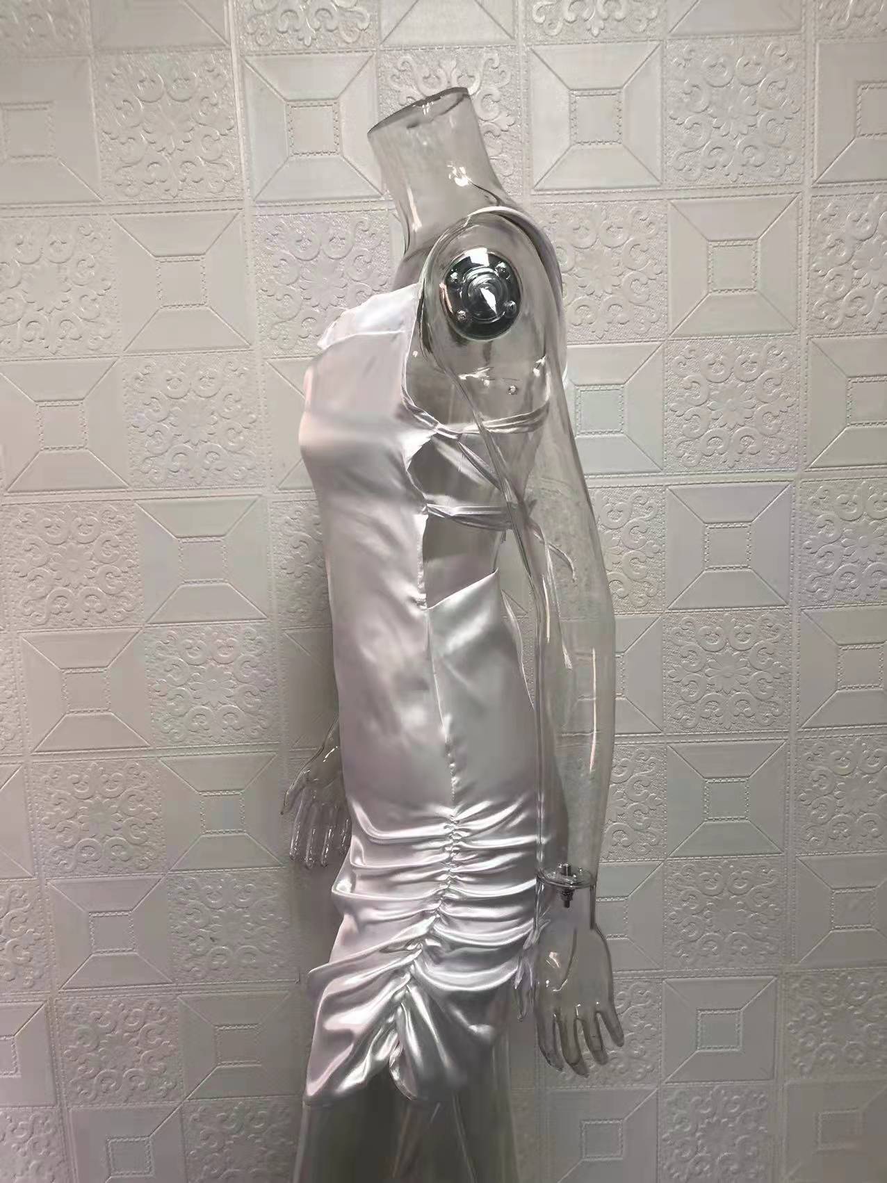 Women Sexy Strapless Pleated Backless Hollow Strap Dress 31