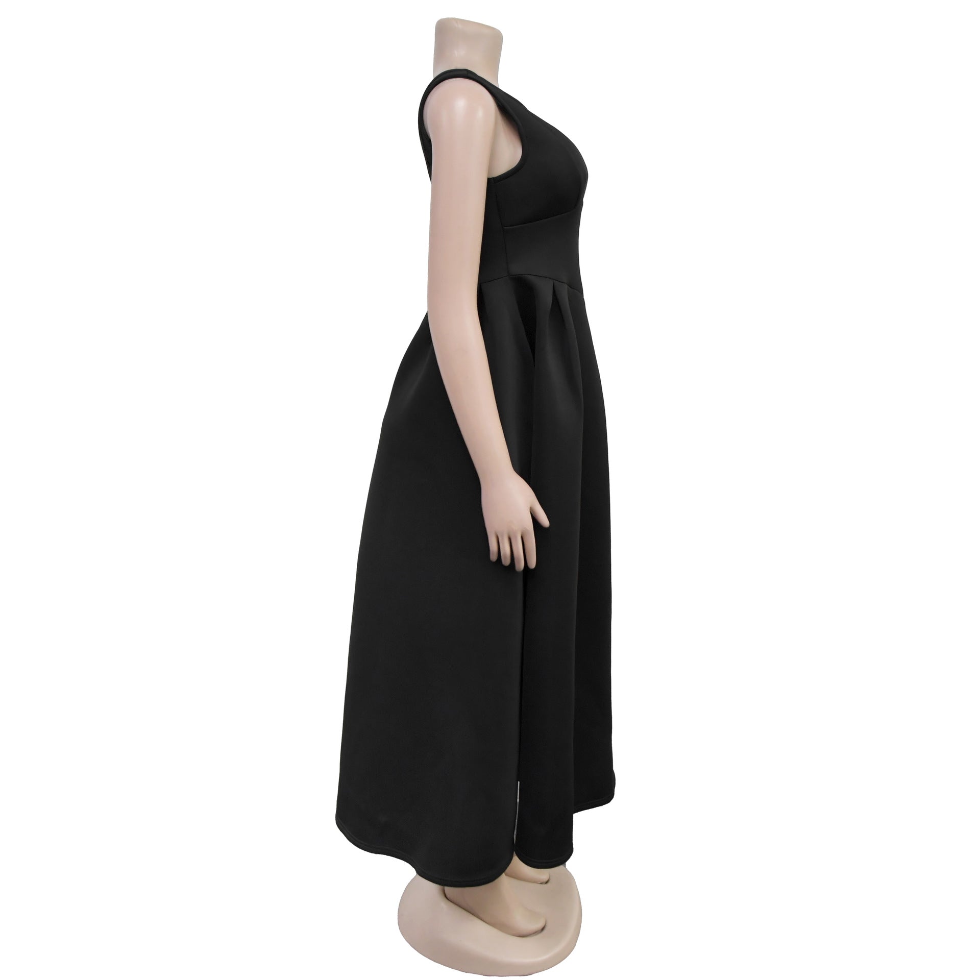 Fashionable women's Low Back retro sleeveless Backless A-line long dress 13