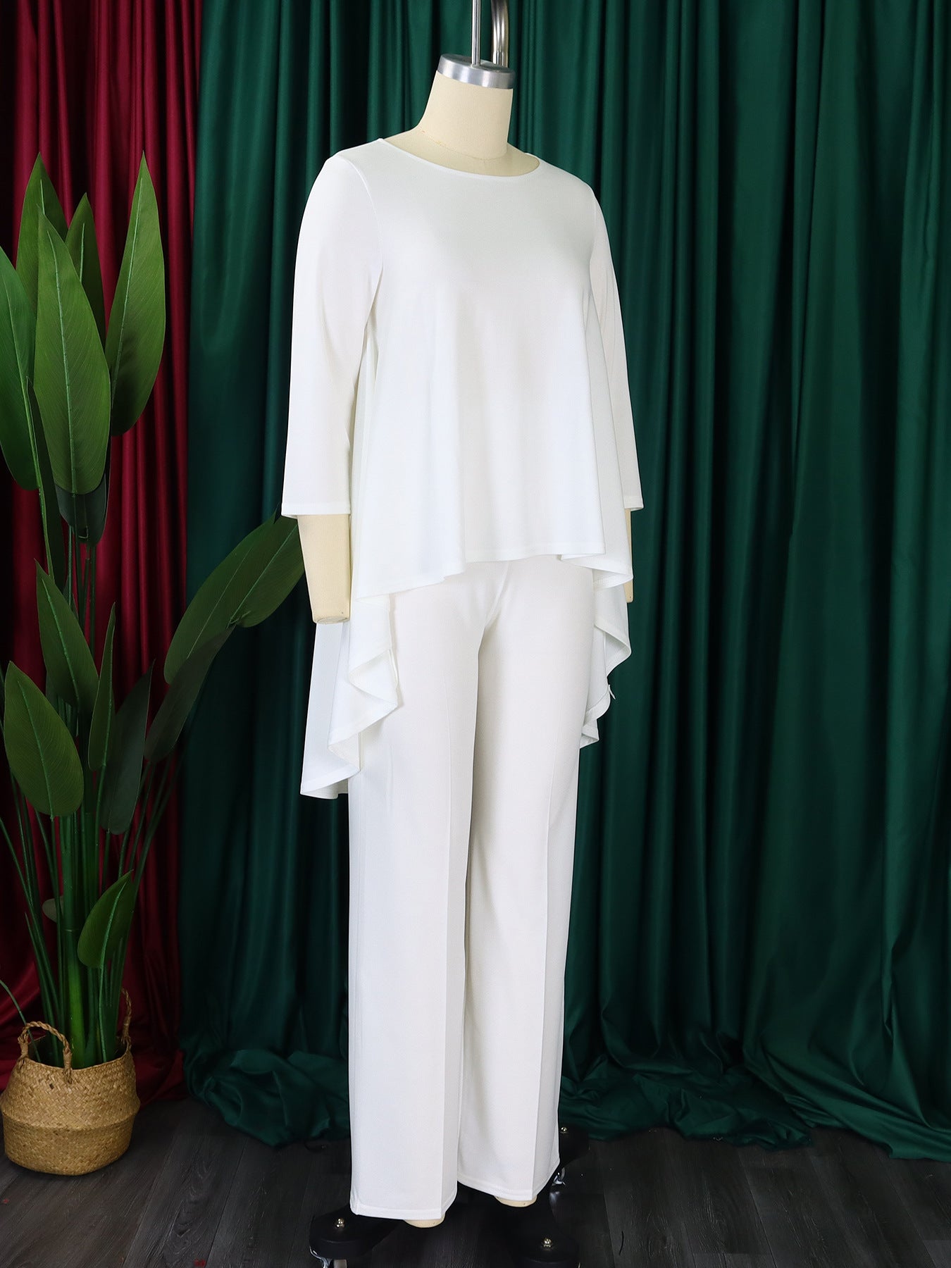 Plus Size Women Long Sleeve Top and Wide Leg Pants Set 15