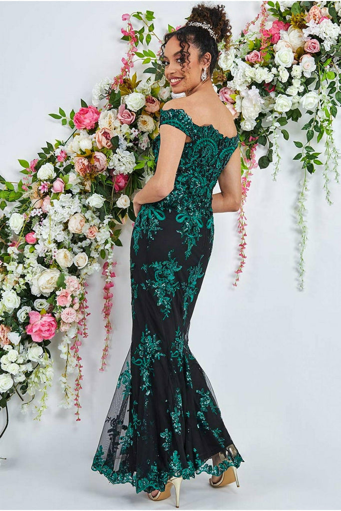 Women Elegant off shoulder sequins Fishtail Evening Dress 12