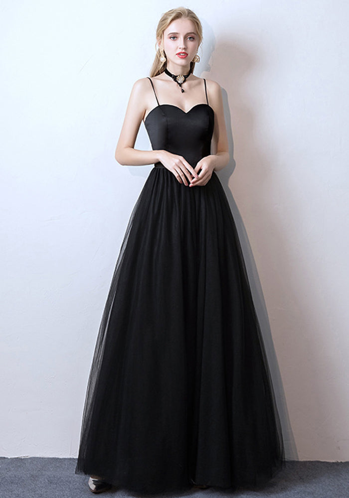 Women Black Suspender Formal Party Maxi Evening Dress（Processing time need 3-6 days）
