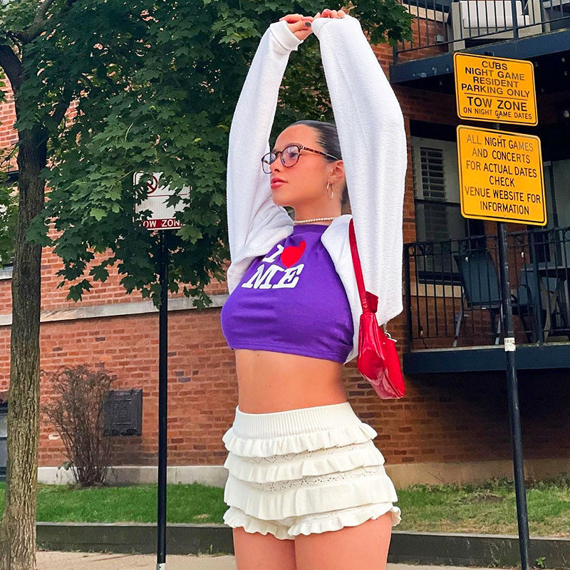 Women Summer Sexy Solid Multi-layered Ruffle Lace Shorts 12