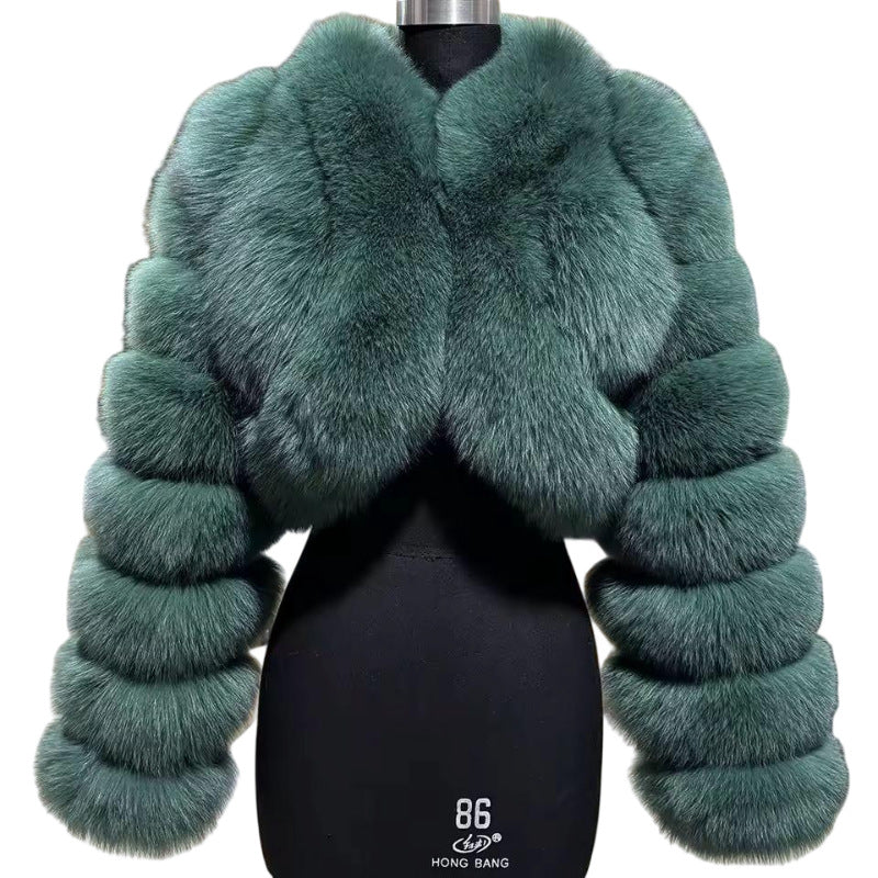 Faux Fur Coat Fox Fur Short Patchwork Winter Warm Top Jacket 18