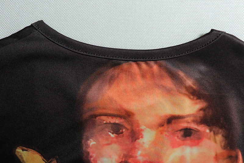 Digital Print Round Neck Top Maxi Skirt Two-Piece Set 19