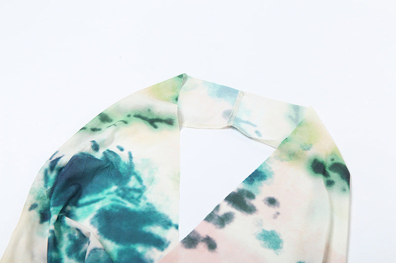 Spring Summer Women's Clothing Print Halter V Neck Backless Vest Long Skirt Two Piece Set 8