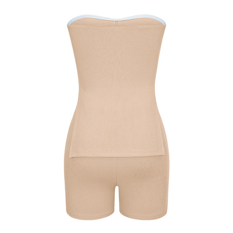 Knitting Ribbed Summer Solid Color Fashion Casual Suit 31