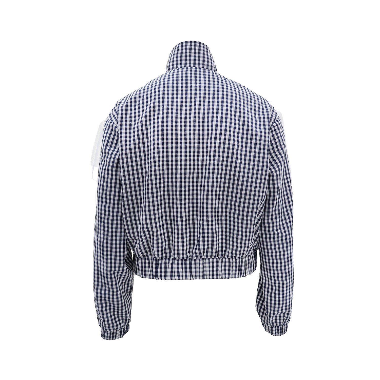 Women fall/winter plaid long-sleeved zippered lace bow jacket 12