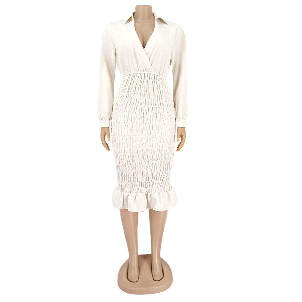 Women v-neck long sleeve dress 16