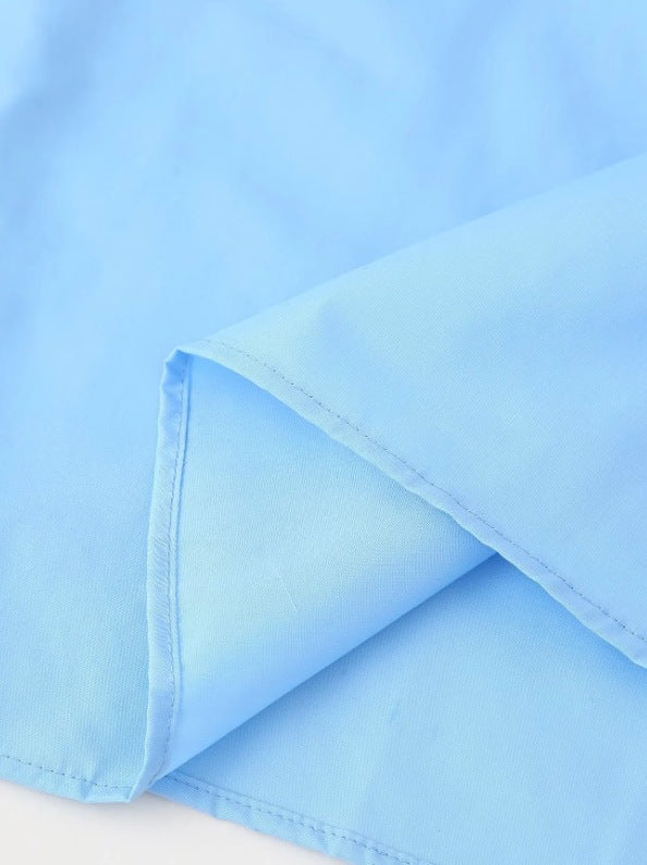 Women's Blue V-Neck Slim Waist Lace-Up Flower Bow Holidays Long Dress 16