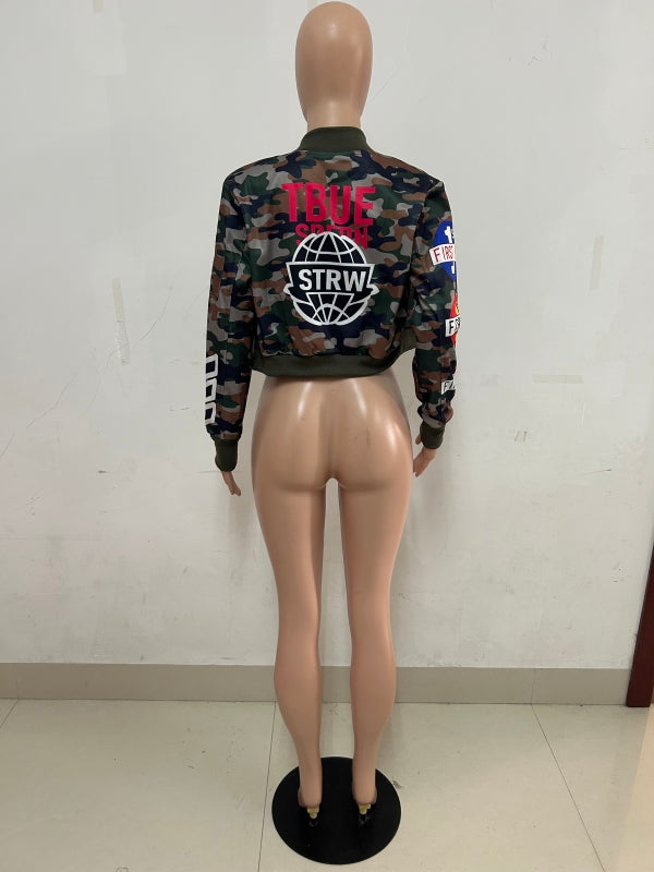 Women's Autumn Winter Camouflage Print Casual Jacket 7