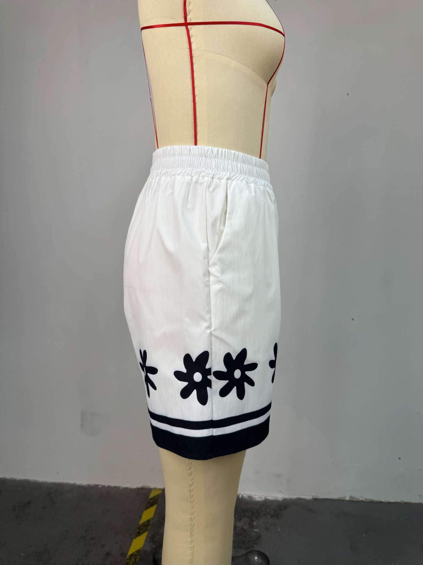 Summer Women's Fashion Turn-Down Collar Color-Block Printed Shirt & Wide-Leg Shorts Casual Set 5