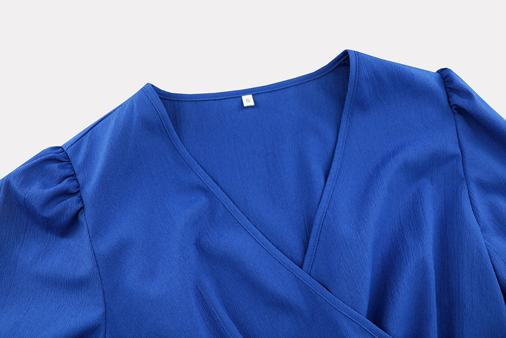 Plus Size Women V-Neck Ruffled Lace Dress 26