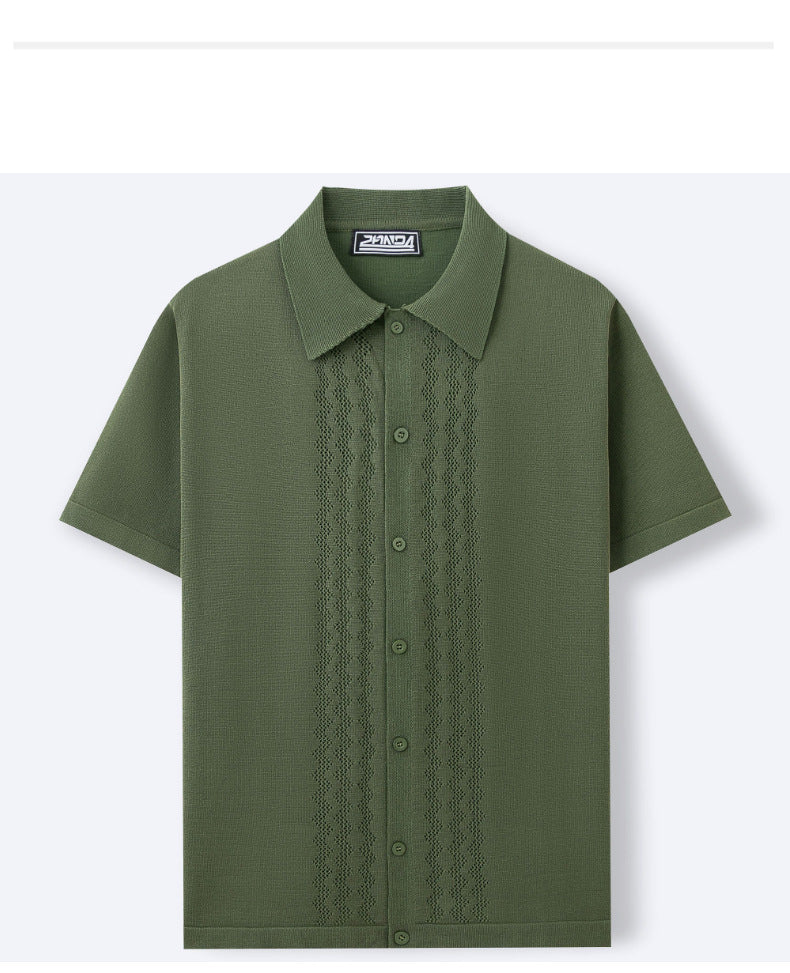Men's Summer Short Sleeve Knitting Polo Top 8