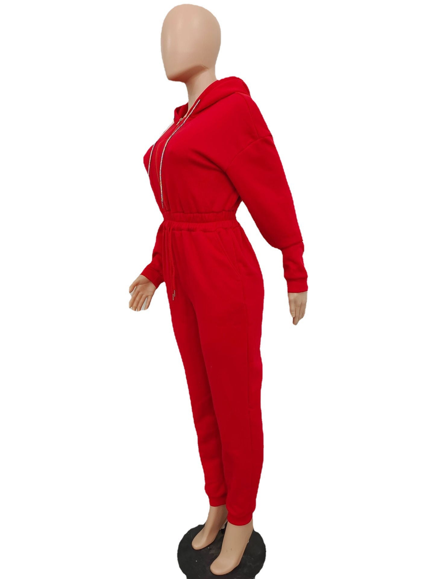 Sexy Women'S Hooded Solid Color Long Sleeve Casual Jumpsuit 13