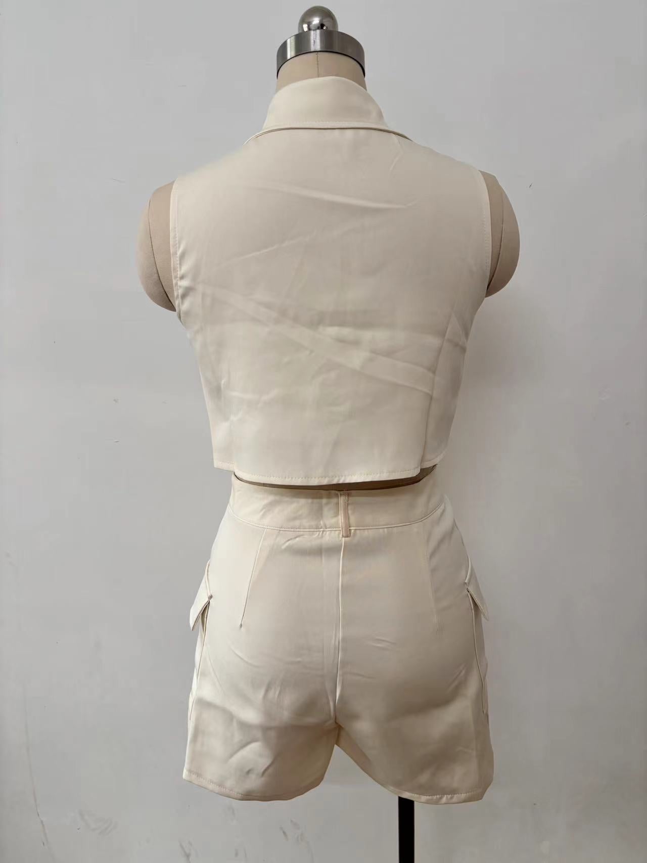 Summer Fashion Casual Set Women Sleeveless Women Two-Piece Shorts Set 8