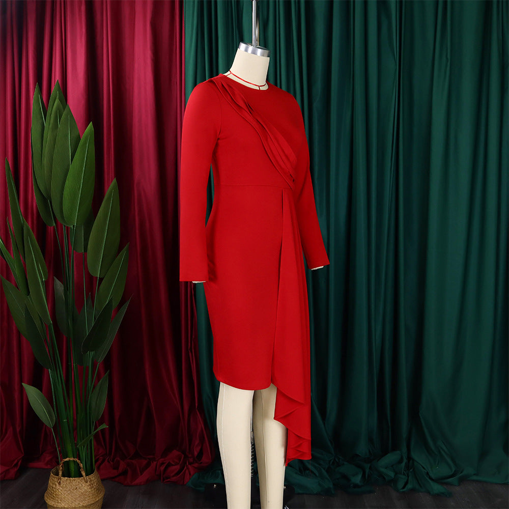 Autumn Long Sleeve Chic Elegant ol Pencil Plus Size African Dress 26